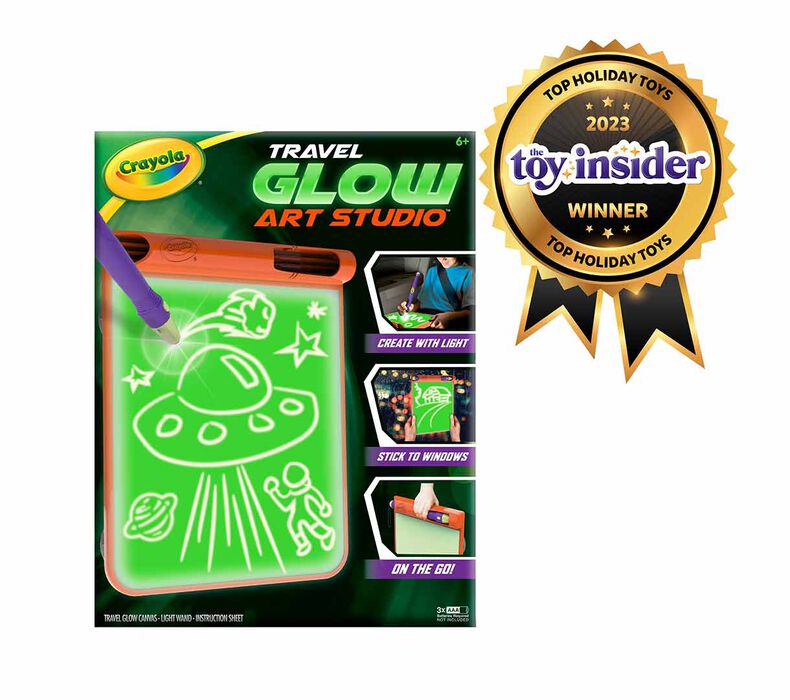 Crayola Travel Glow Art Studio, Glow in The Dark Toys, Kids Gifts for Girls and Boys, Ages 6, 7, 8, 9