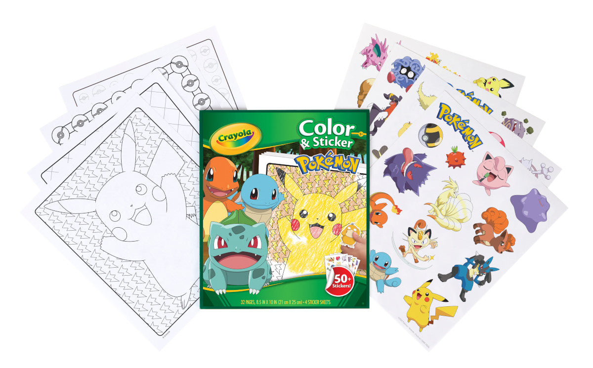 CRAYOLA LLC Crayola Pokemon Color and Sticker Book Unisex, 3-4 Years