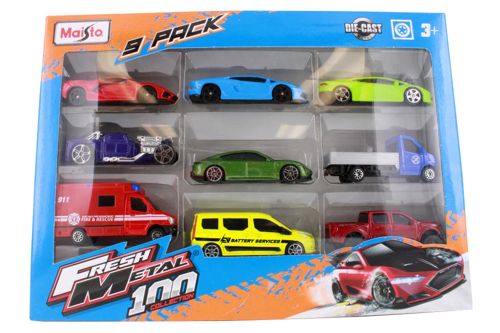 MAISTO DIECAST Maisto 3" Fresh Metal Assorted Diecast Car Boys, 3-4 Years, Pack of 9
