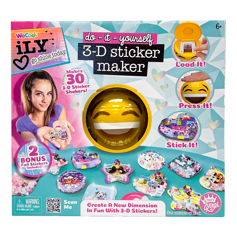 Ily DIY 3D Sticker Maker Deluxe Kit for Kids – Create Fun 3D Stickers with Gems & Glitter (6+)