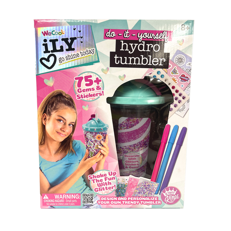 Ily DIY Hydro Tumbler Kit for Kids – Design and Personalize Trendy Tumblers with Glitter & Stickers (6+)