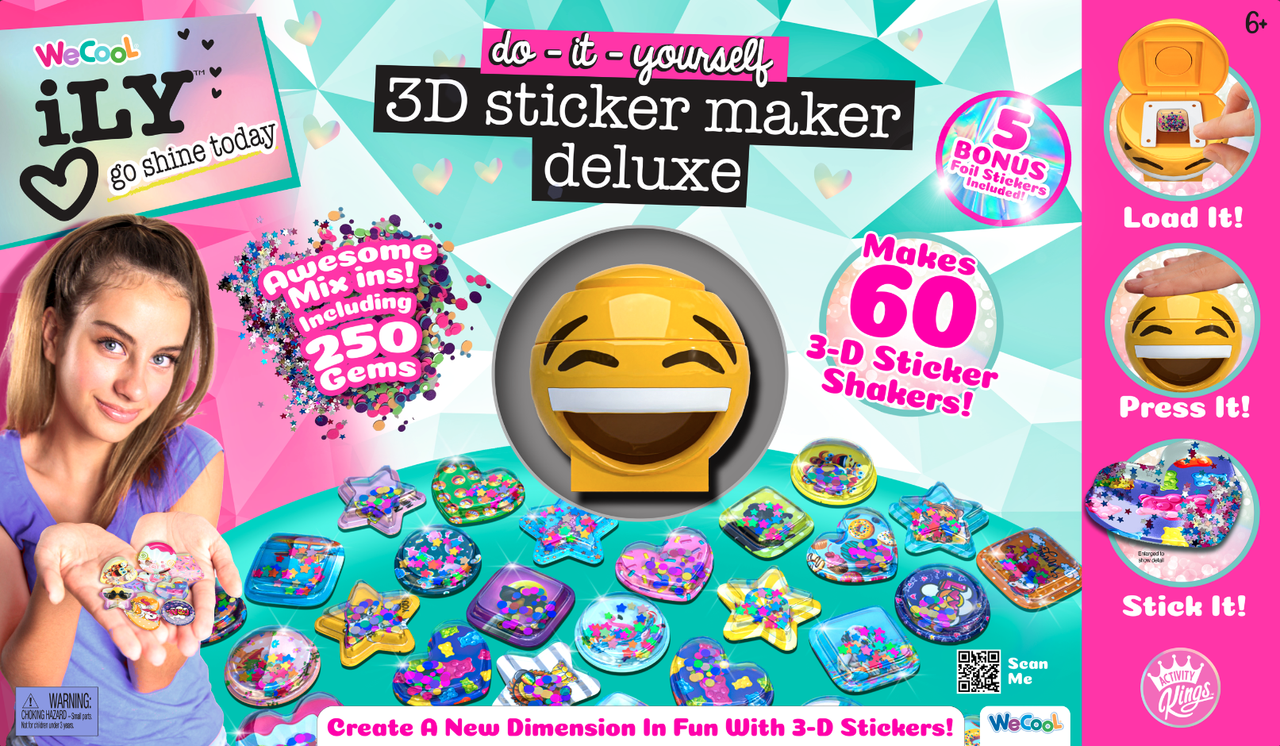 Ily iLY 3D Sticker Maker Deluxe Version – Create 60 Fun 3D Stickers with Gems & Glitter (6+) - Image 2