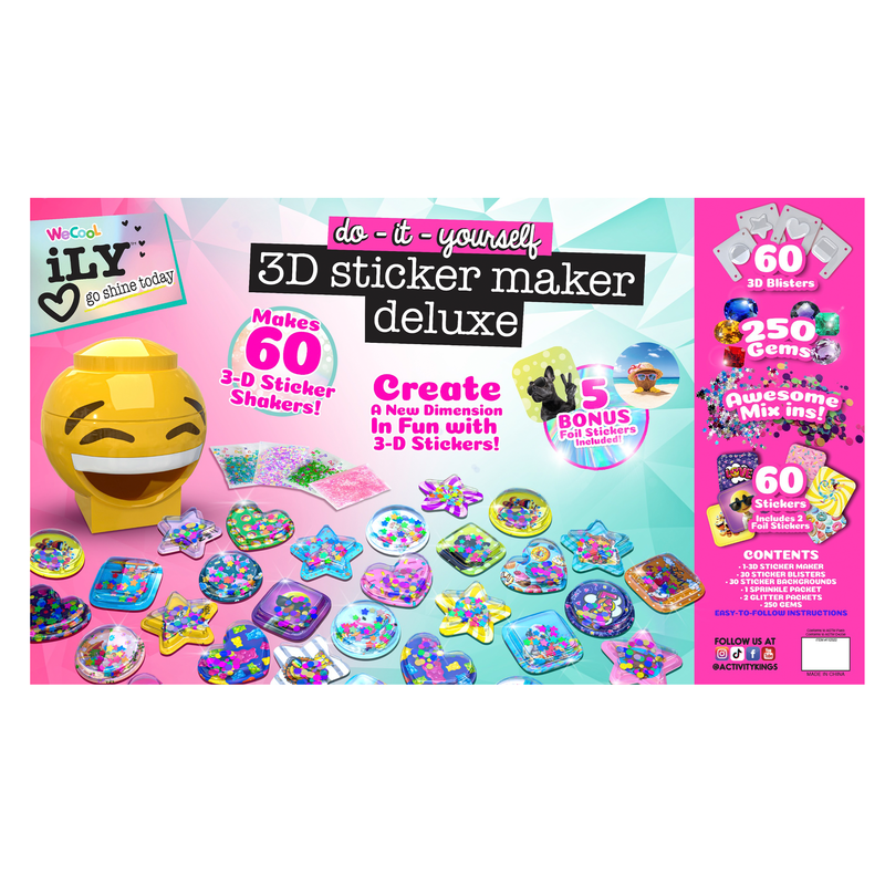 Ily iLY 3D Sticker Maker Deluxe Version – Create 60 Fun 3D Stickers with Gems & Glitter (6+) - Image 4