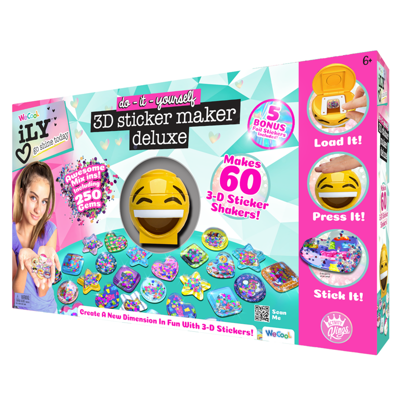 Ily iLY 3D Sticker Maker Deluxe Version – Create 60 Fun 3D Stickers with Gems & Glitter (6+)