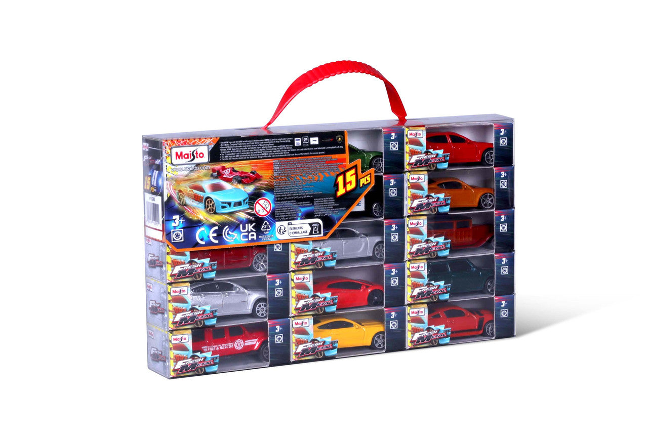 MAISTO DIECAST Maisto 3" Fresh Metal Assorted Diecast Vehicle Boys, 3-4 Years, Pack of 15