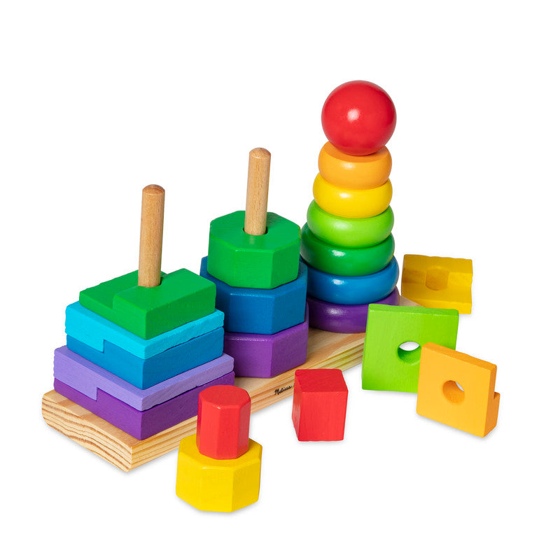 Melissa & Doug Geometric Stacker - Wooden Educational Toy