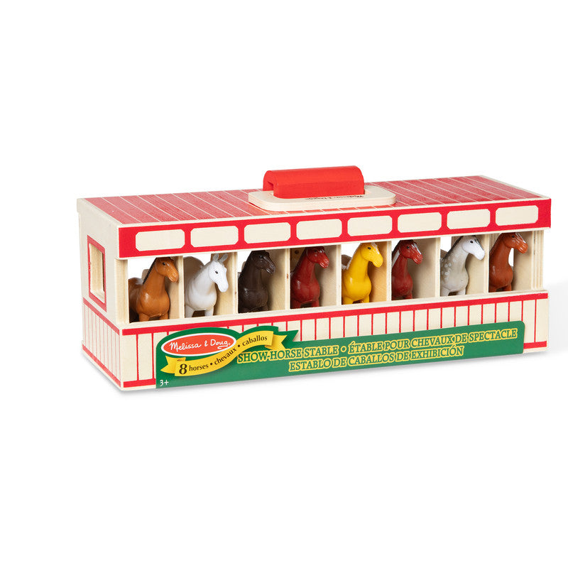 SMD _MELISSA & DOUG _SPIN MASTER Melissa & Doug Take-Along Show-Horse Stable Play Set With Wooden Stable Box and 8 Toy Horses - Image 2