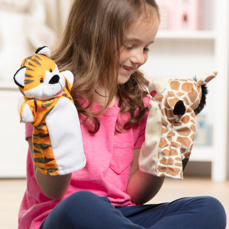 SMD _MELISSA & DOUG _SPIN MASTER Melissa & Doug Zoo Friends Hand Puppets (Set of 4) - Elephant, Giraffe, Tiger, and Monkey - Image 3
