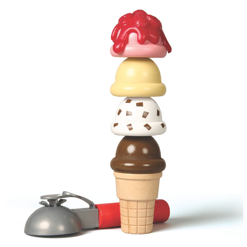 SMD _MELISSA & DOUG _SPIN MASTER Melissa & Doug Wooden Scoop and Serve Ice Cream Counter (28 pcs) - Play Food and Accessories - Image 4