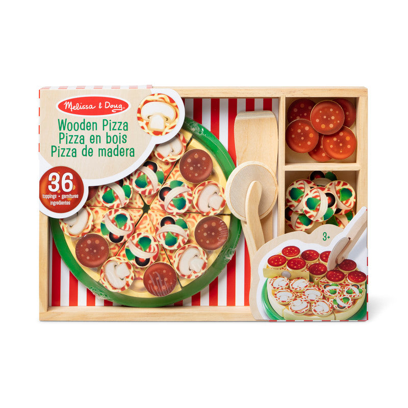 SMD _MELISSA & DOUG _SPIN MASTER Melissa & Doug Wooden Pizza Party Play Food Set With 36 Toppings - Image 6