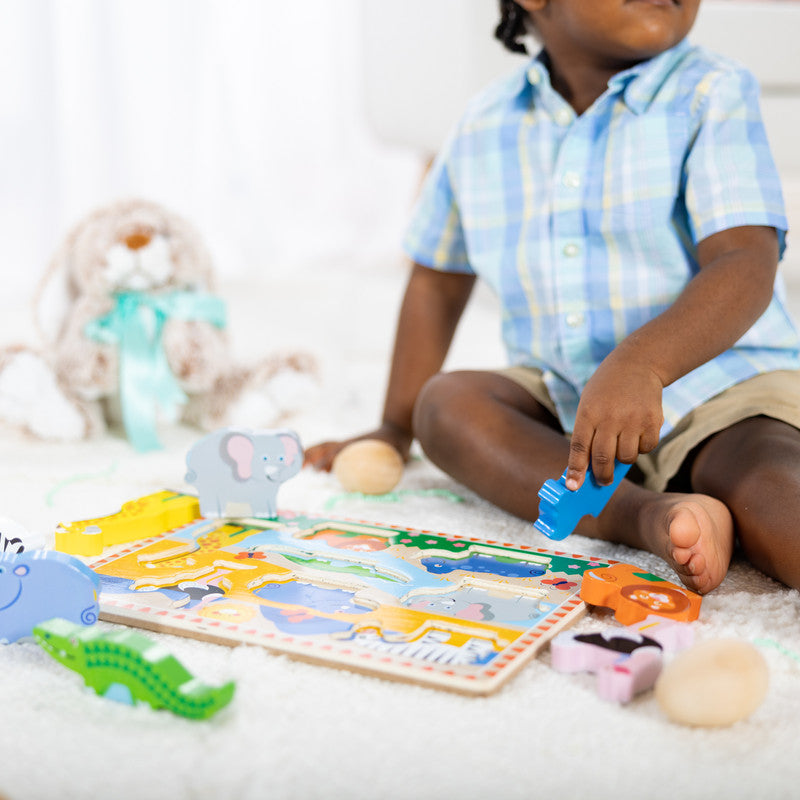 SMD _MELISSA & DOUG _SPIN MASTER Melissa & Doug Safari Wooden Chunky Puzzle - 8 Pieces - FSC Certified - Image 5
