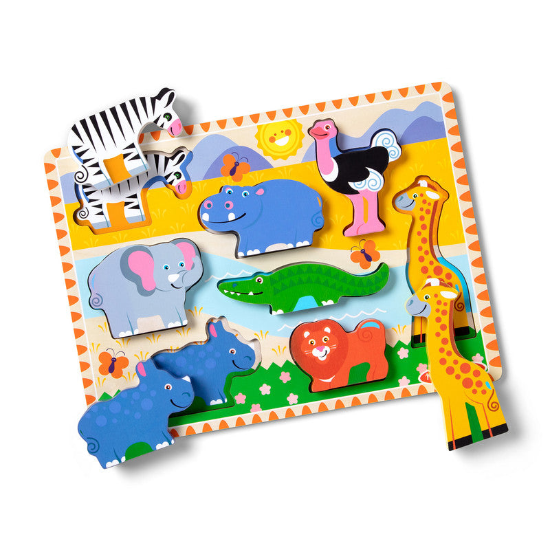 SMD _MELISSA & DOUG _SPIN MASTER Melissa & Doug Safari Wooden Chunky Puzzle - 8 Pieces - FSC Certified - Image 2