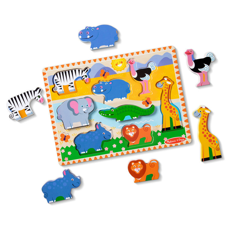 SMD _MELISSA & DOUG _SPIN MASTER Melissa & Doug Safari Wooden Chunky Puzzle - 8 Pieces - FSC Certified