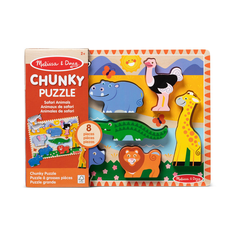 SMD _MELISSA & DOUG _SPIN MASTER Melissa & Doug Safari Wooden Chunky Puzzle - 8 Pieces - FSC Certified - Image 7