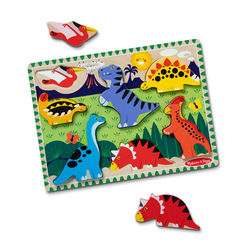 SMD _MELISSA & DOUG _SPIN MASTER Melissa & Doug Dinosaur Wooden Chunky Puzzle (7 pcs) - FSC Certified