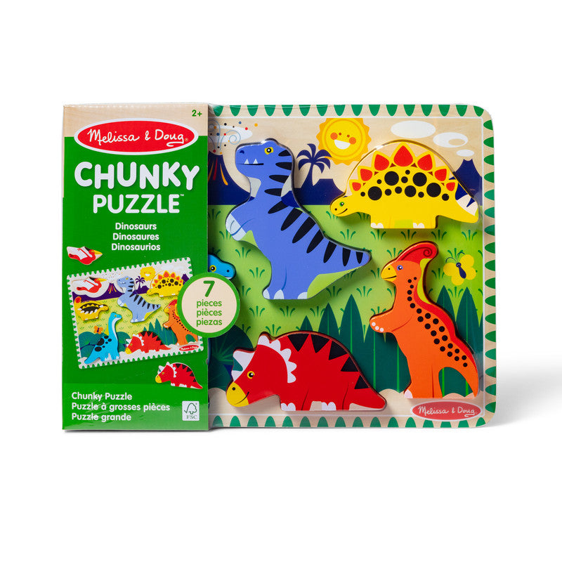 SMD _MELISSA & DOUG _SPIN MASTER Melissa & Doug Dinosaur Wooden Chunky Puzzle (7 pcs) - FSC Certified - Image 2