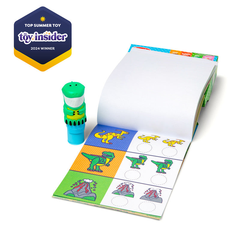 Melissa & Doug Sticker WOW!™ 24-Page Activity Pad and Sticker Stamper, 300 Stickers, Arts and Crafts Fidget Toy Collectible Character – Dinosaur