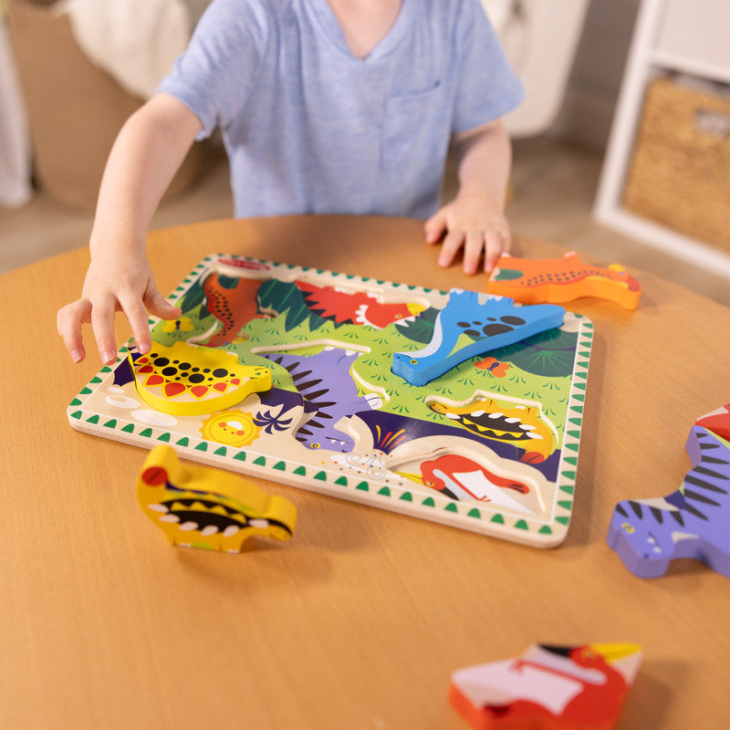 SMD _MELISSA & DOUG _SPIN MASTER Melissa & Doug Dinosaur Wooden Chunky Puzzle (7 pcs) - FSC Certified - Image 3