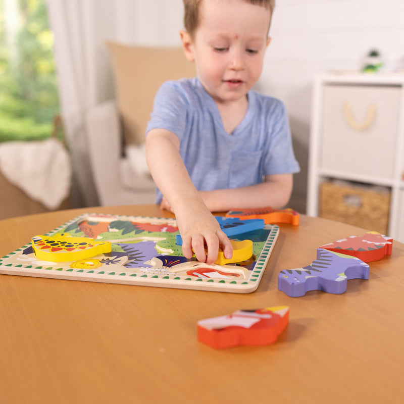 SMD _MELISSA & DOUG _SPIN MASTER Melissa & Doug Dinosaur Wooden Chunky Puzzle (7 pcs) - FSC Certified - Image 4