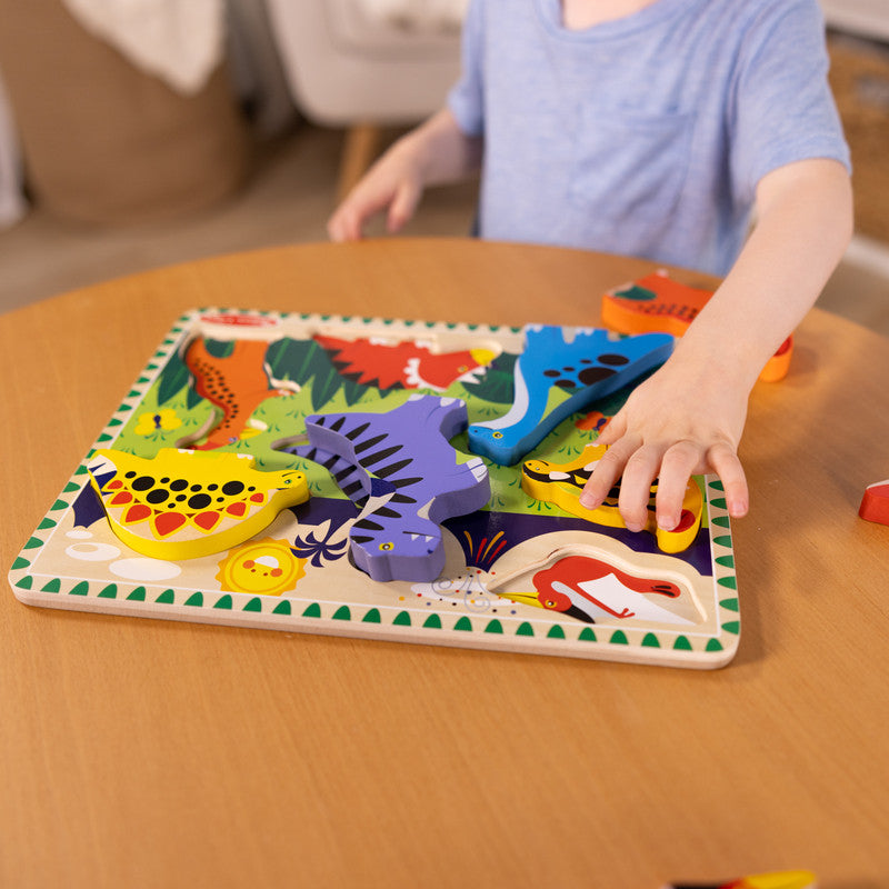 SMD _MELISSA & DOUG _SPIN MASTER Melissa & Doug Dinosaur Wooden Chunky Puzzle (7 pcs) - FSC Certified - Image 5