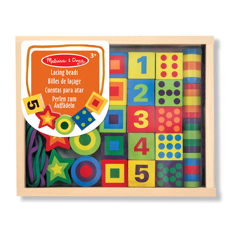 SMD _MELISSA & DOUG _SPIN MASTER Melissa & Doug Deluxe Wooden Lacing Beads - Educational Activity With 27 Beads and 2 Laces - Image 6