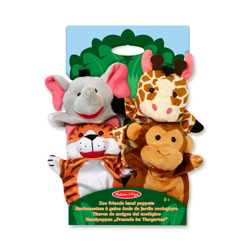 SMD _MELISSA & DOUG _SPIN MASTER Melissa & Doug Zoo Friends Hand Puppets (Set of 4) - Elephant, Giraffe, Tiger, and Monkey - Image 2