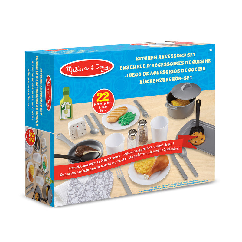 Melissa & Doug 22-Piece Play Kitchen Accessories Set - Utensils, Pot, Pans, and More
