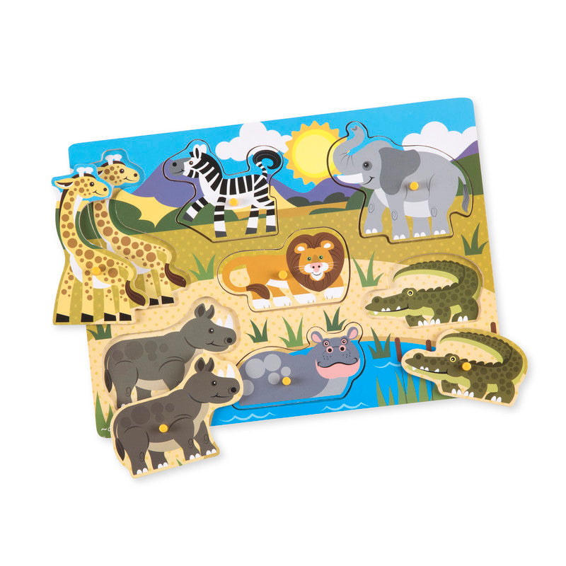 SMD _MELISSA & DOUG _SPIN MASTER Melissa & Doug Safari Wooden Peg Puzzle (7 pcs)