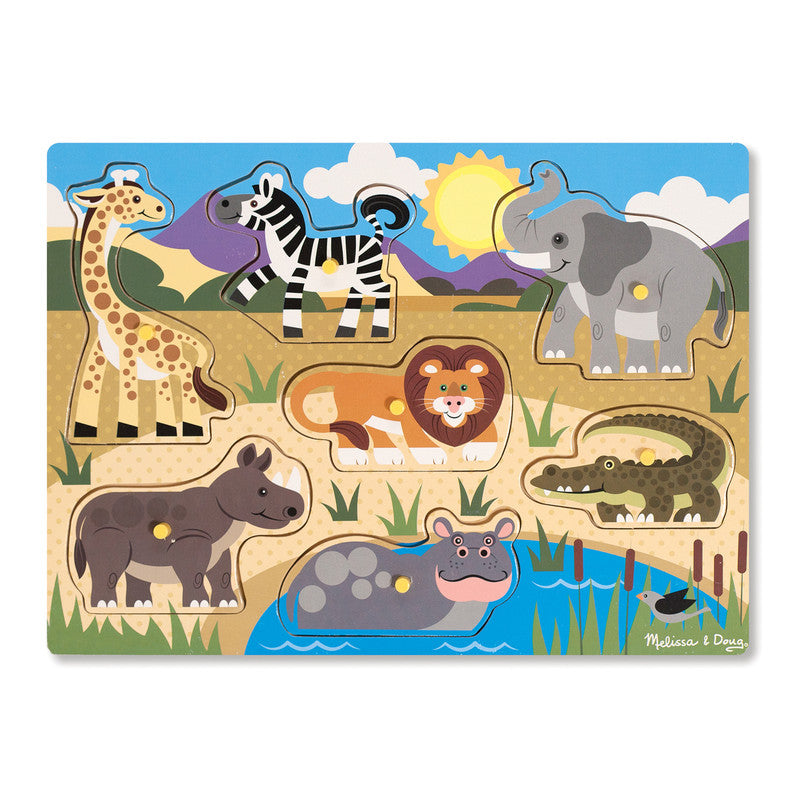 SMD _MELISSA & DOUG _SPIN MASTER Melissa & Doug Safari Wooden Peg Puzzle (7 pcs) - Image 5