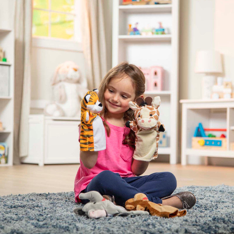 SMD _MELISSA & DOUG _SPIN MASTER Melissa & Doug Zoo Friends Hand Puppets (Set of 4) - Elephant, Giraffe, Tiger, and Monkey - Image 7