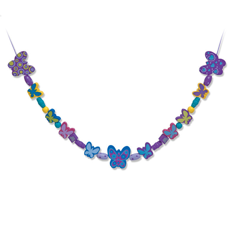 Melissa & Doug Created by Me! Butterfly Beads Wooden Bead Kit, 150+ Beads for Jewelry-Making