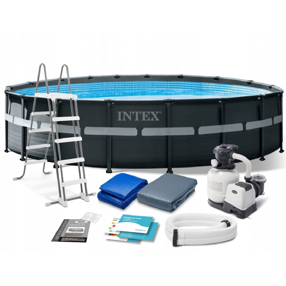INTEX 18ft Round Ultra XTR Frame Pool Set – Luxury Outdoor Swimming Pool with Krystal Clear Sand Filtration & Safety Ladder - Image 2