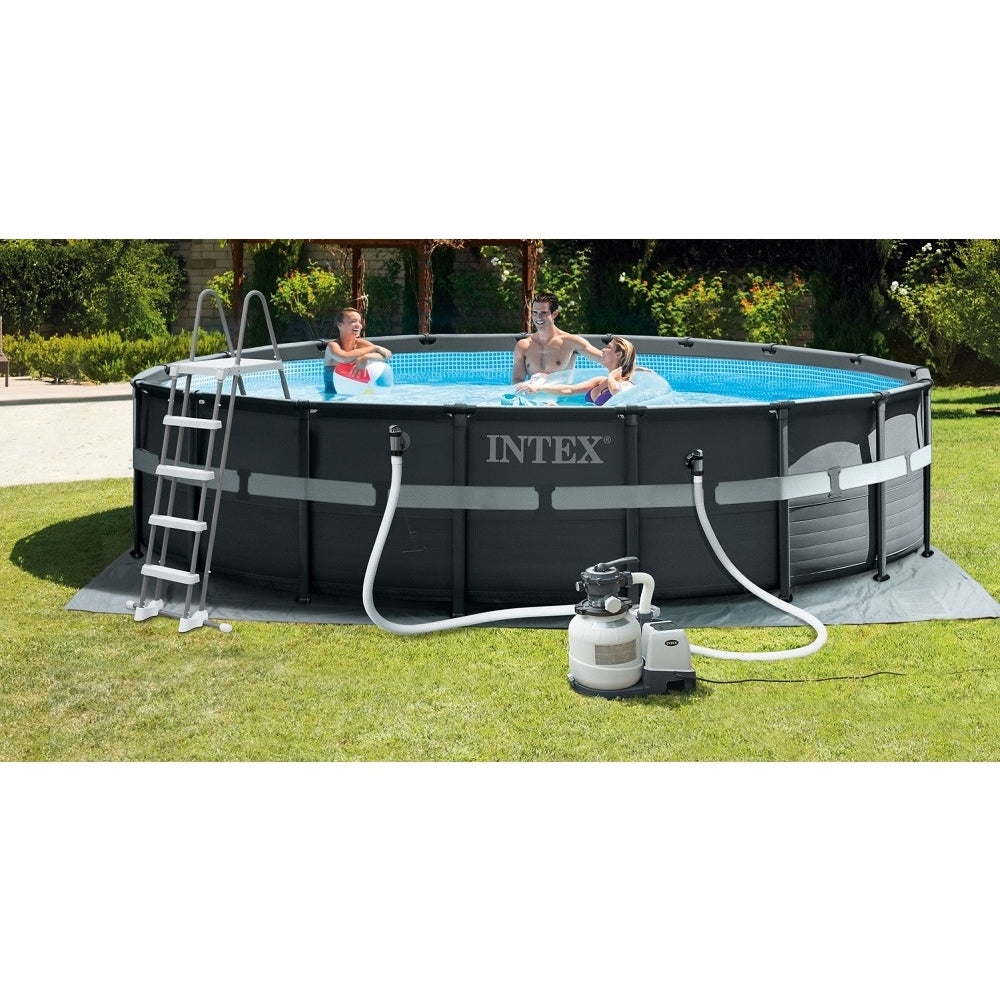 INTEX 18ft Round Ultra XTR Frame Pool Set – Luxury Outdoor Swimming Pool with Krystal Clear Sand Filtration & Safety Ladder - Image 6