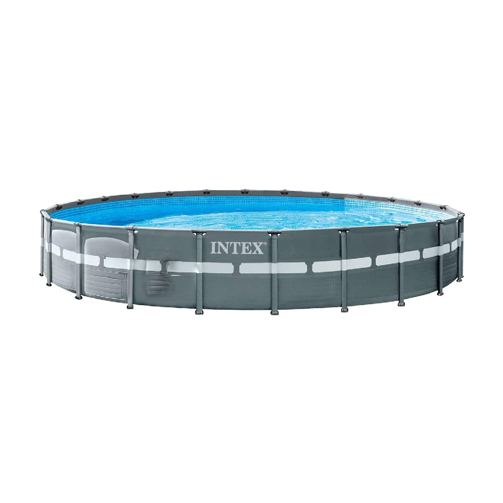 INTEX 24ft Round Ultra XTR Frame Above Ground Pool Set – Puncture Resistant Liner & Hydro Aeration Sand Filter