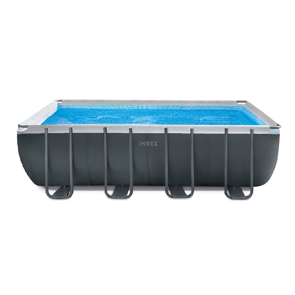 INTEX 18ft x 9ft x 52in Ultra XTR Rectangular Pool Set – Space-Saving Luxury Above Ground Pool with Sand Filter & Ground Cloth