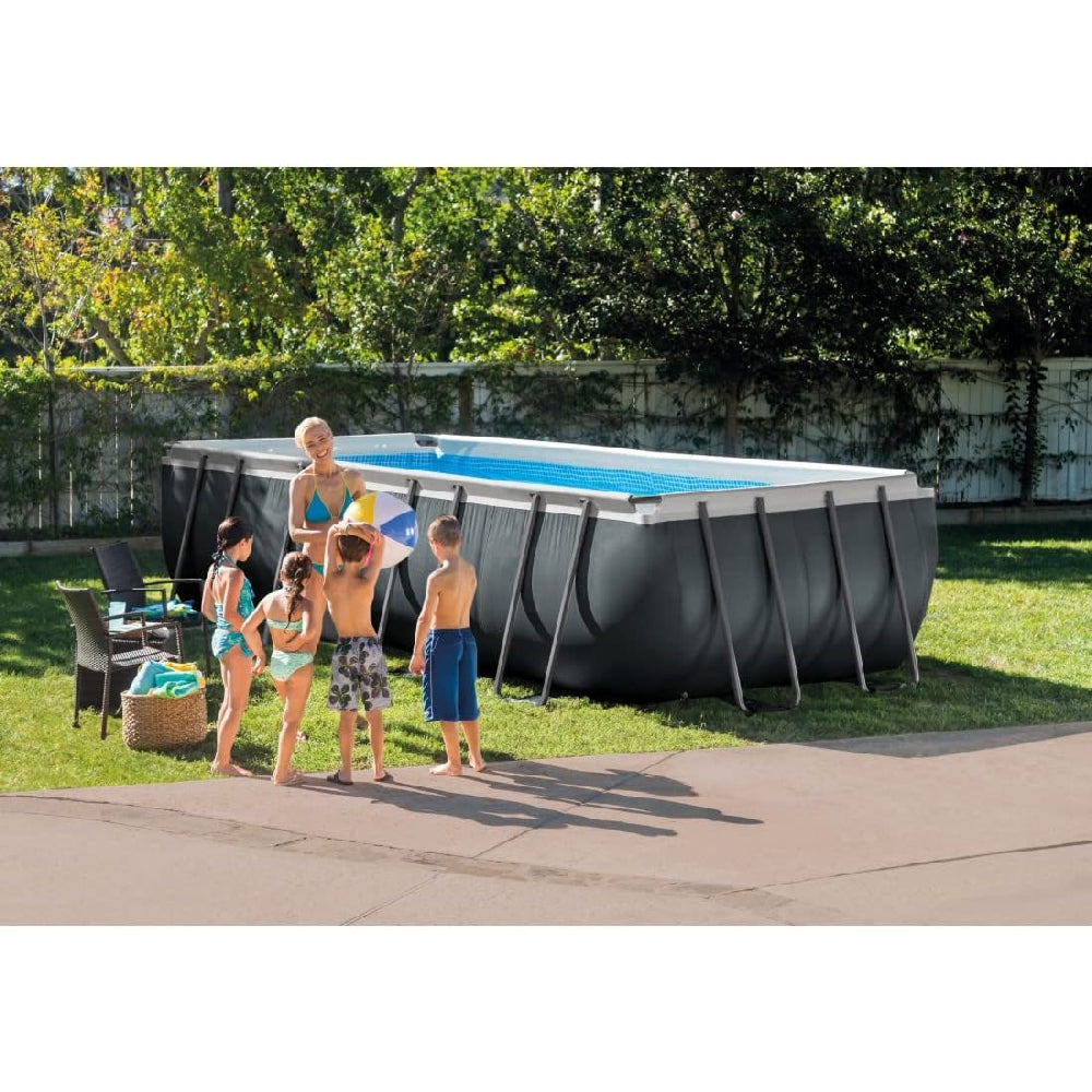 INTEX 18ft x 9ft x 52in Ultra XTR Rectangular Pool Set – Space-Saving Luxury Above Ground Pool with Sand Filter & Ground Cloth - Image 4