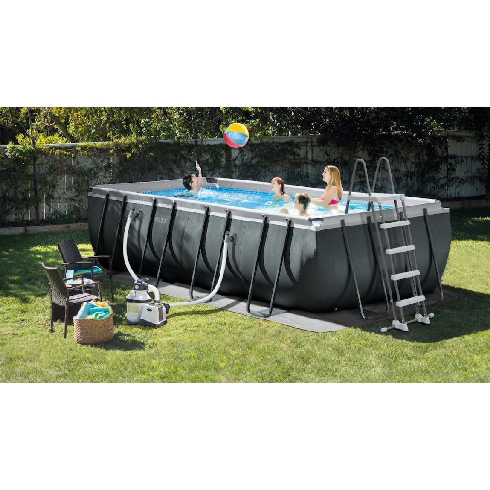 INTEX 18ft x 9ft x 52in Ultra XTR Rectangular Pool Set – Space-Saving Luxury Above Ground Pool with Sand Filter & Ground Cloth - Image 5