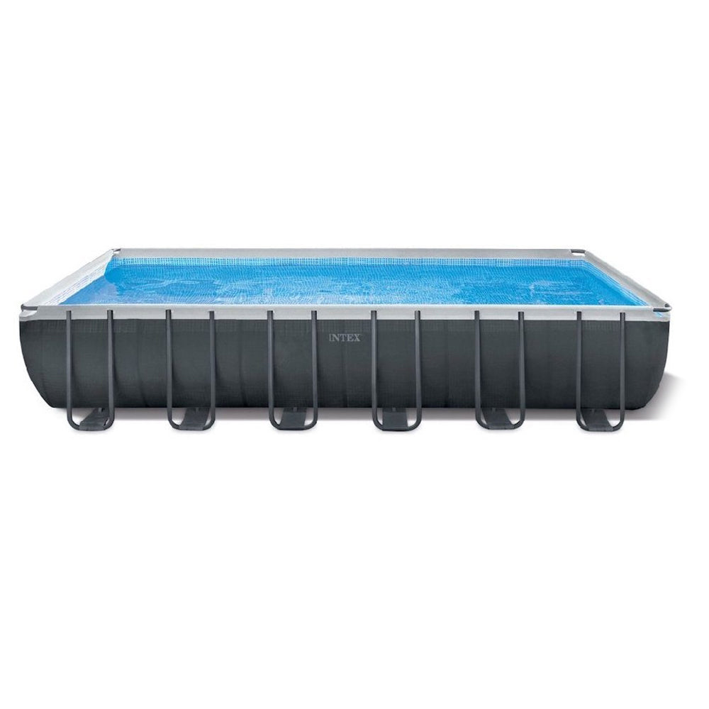 INTEX 24ft x 12ft x 52in Ultra XTR Rectangular Pool Set – Heavy-Duty Galvanized Steel Frame Above Ground Pool with Sand Filter System