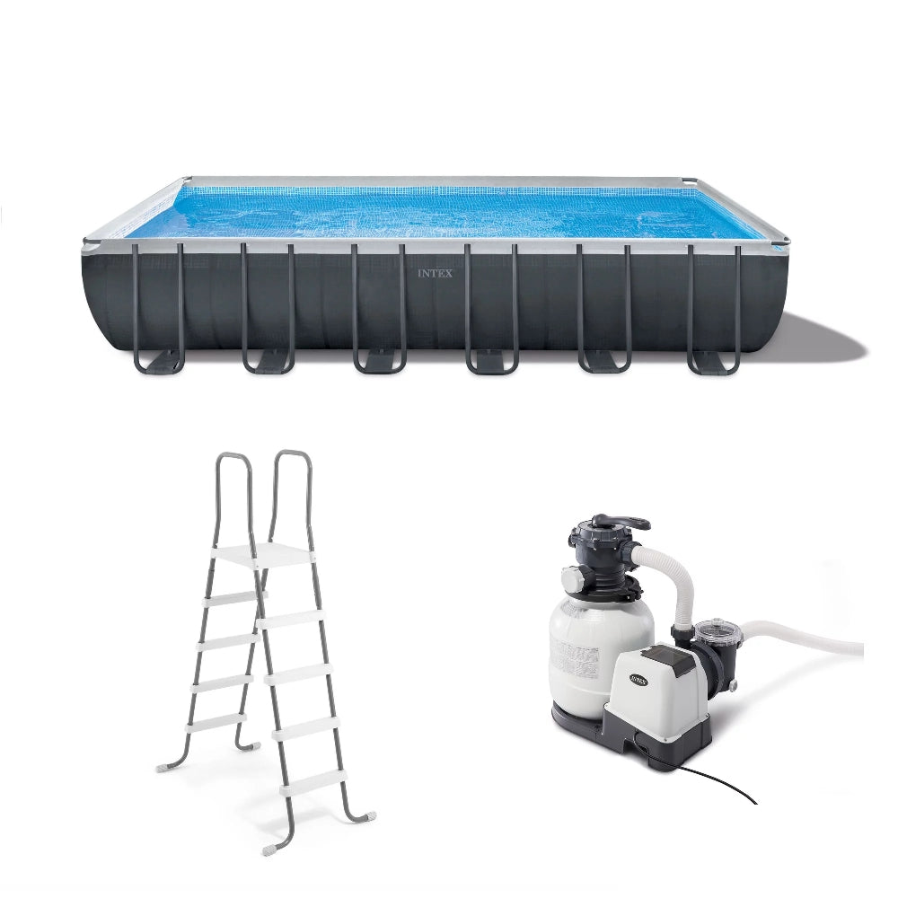 INTEX 24ft x 12ft x 52in Ultra XTR Rectangular Pool Set – Heavy-Duty Galvanized Steel Frame Above Ground Pool with Sand Filter System - Image 2