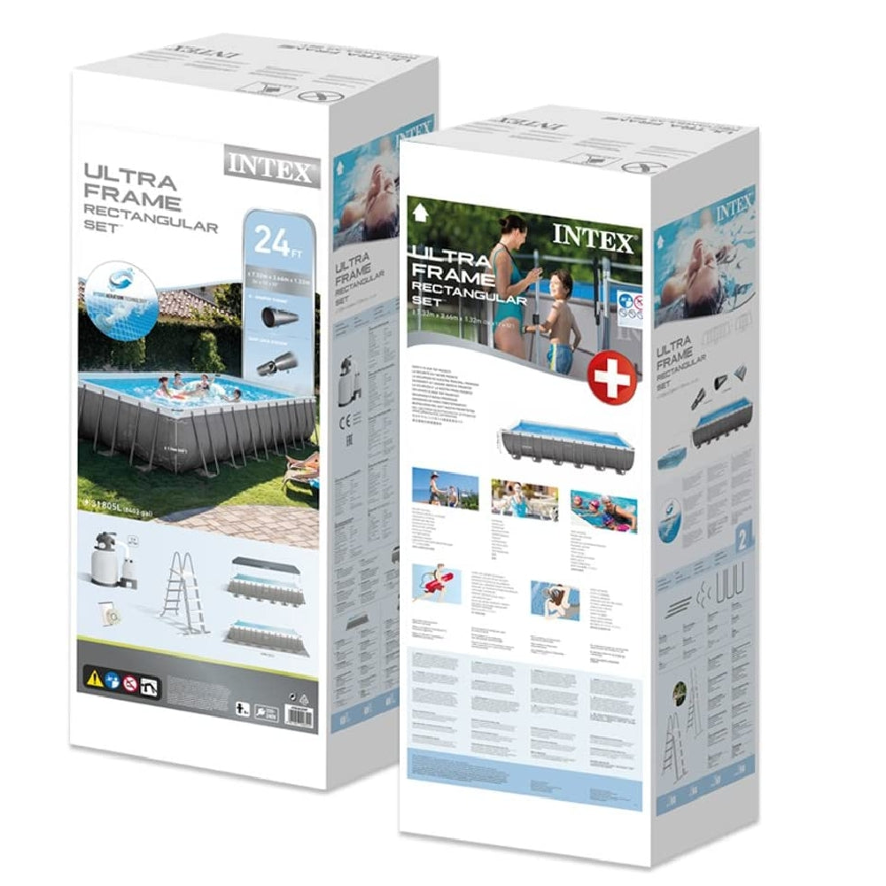 INTEX 24ft x 12ft x 52in Ultra XTR Rectangular Pool Set – Heavy-Duty Galvanized Steel Frame Above Ground Pool with Sand Filter System - Image 4