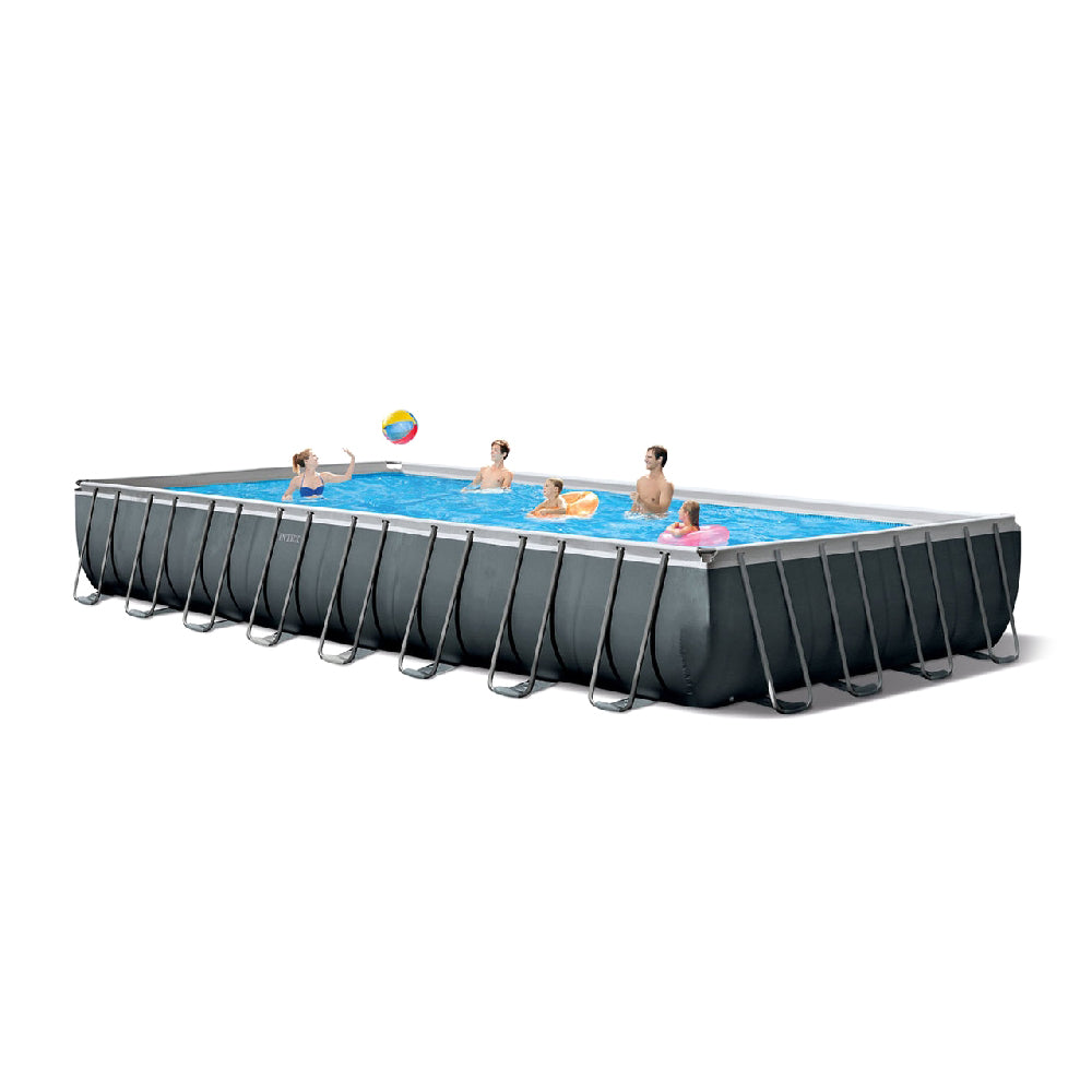 INTEX 32ft x 16ft x 52in Ultra XTR Rectangular Pool Set with Sand Filter & Ladder – Premium Above Ground Pool for Large Families