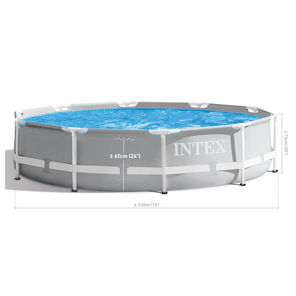 INTEX 10ft Round Prism Frame Premium Pool Set – Stylish Grey Liner Pool with Reinforced Steel Frame - Image 5