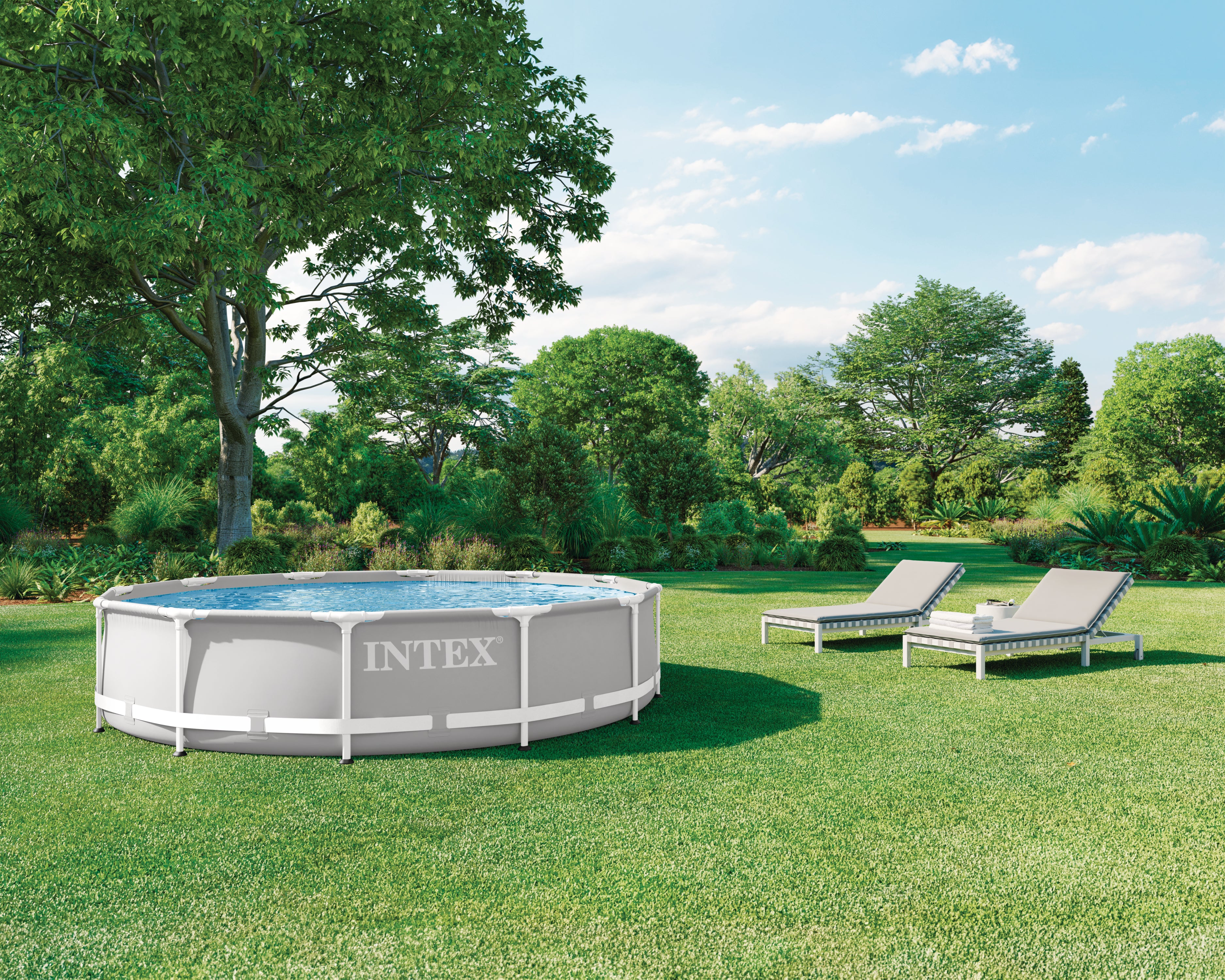 INTEX 12ft Prism Frame Pool – Upgraded Round Pool with Krystal Clear Pump