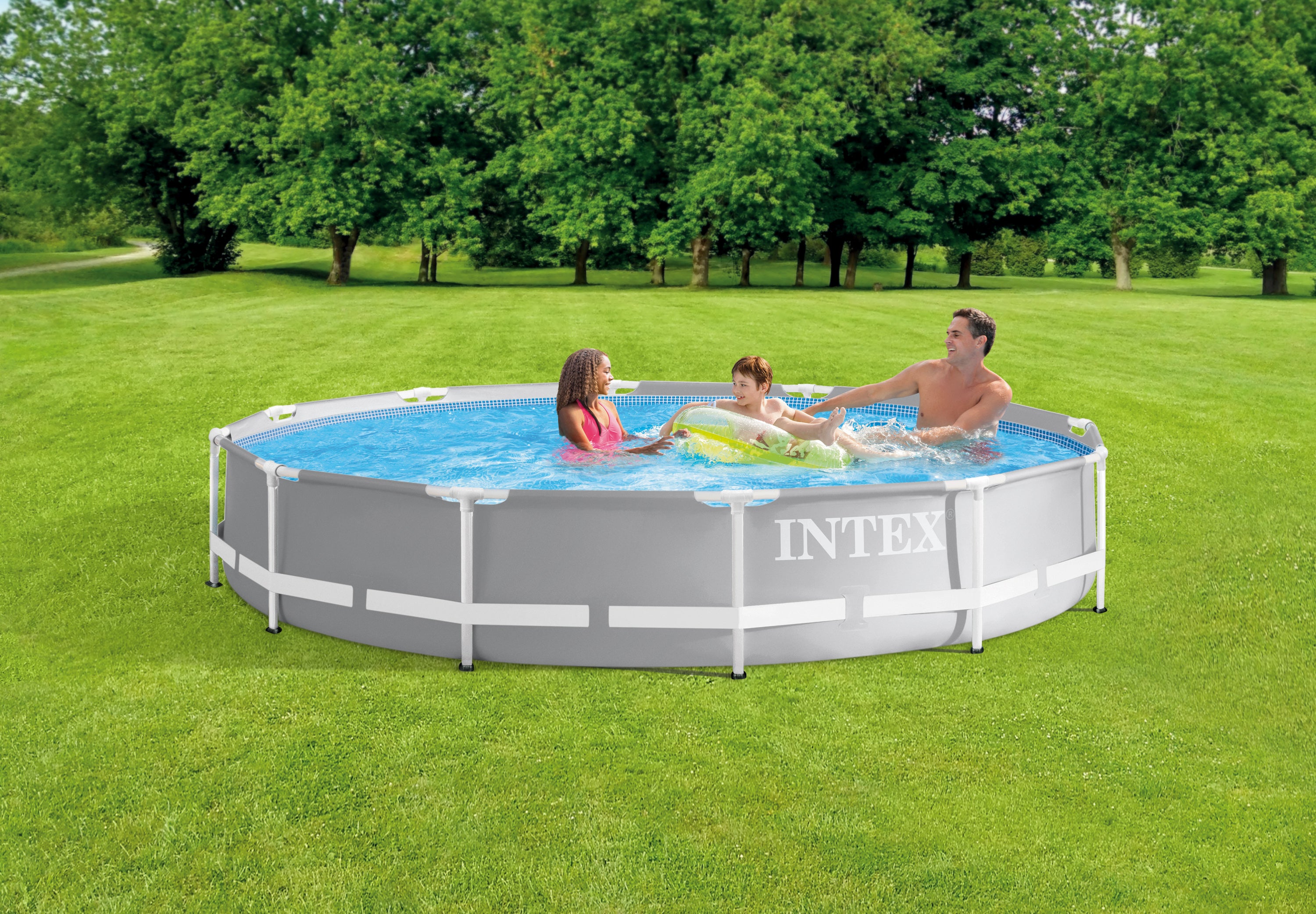INTEX 12ft Prism Frame Pool – Upgraded Round Pool with Krystal Clear Pump
