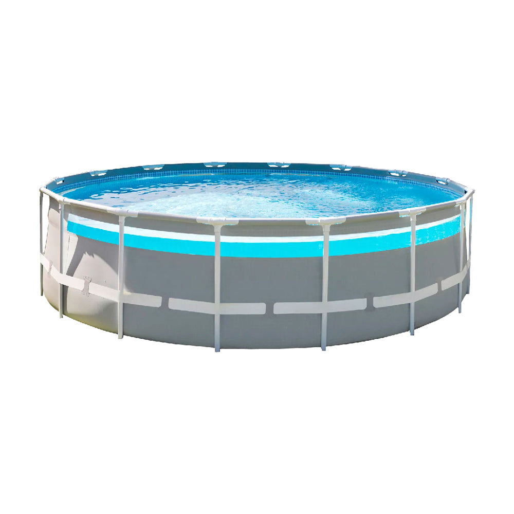 INTEX 18ft Round Inflatable Prism Frame Pool Set – Fast-Set Above Ground Summer Pool with Reinforced 3-Ply Sidewalls