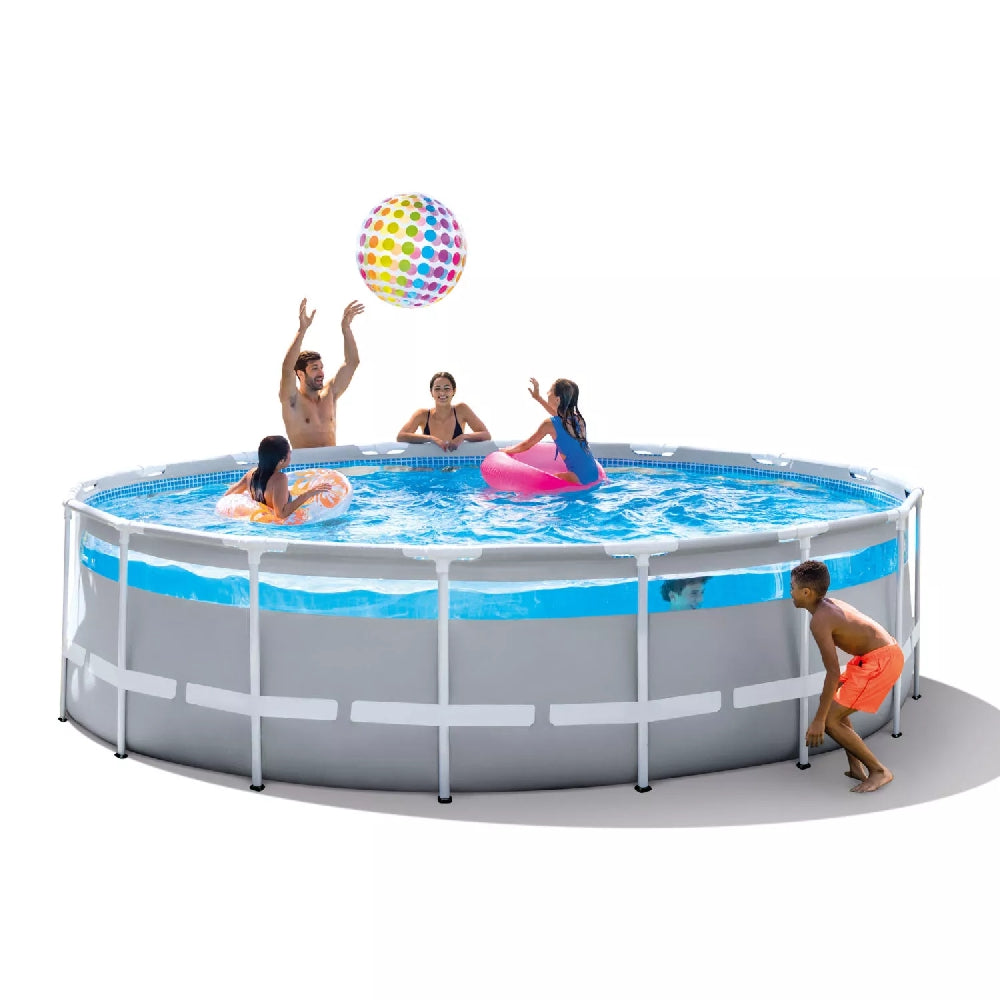 INTEX 18ft Round Inflatable Prism Frame Pool Set – Fast-Set Above Ground Summer Pool with Reinforced 3-Ply Sidewalls - Image 2