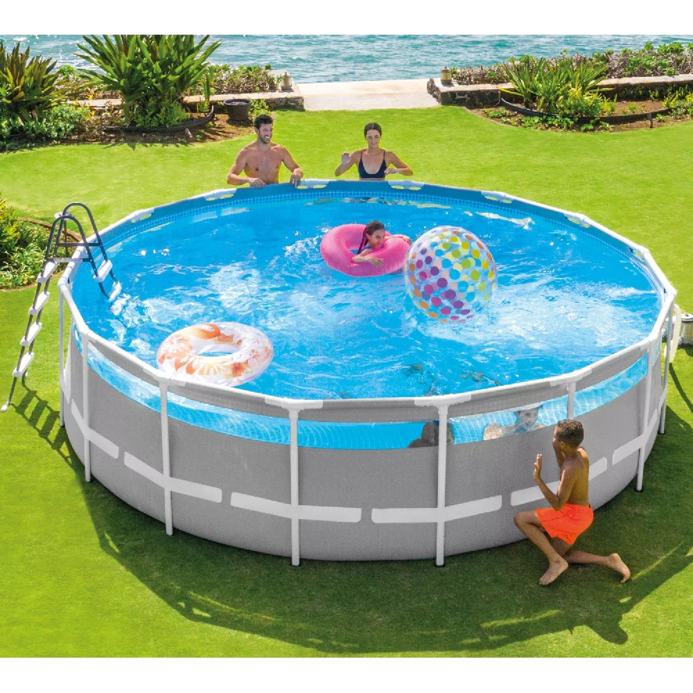 INTEX 18ft Round Inflatable Prism Frame Pool Set – Fast-Set Above Ground Summer Pool with Reinforced 3-Ply Sidewalls - Image 5