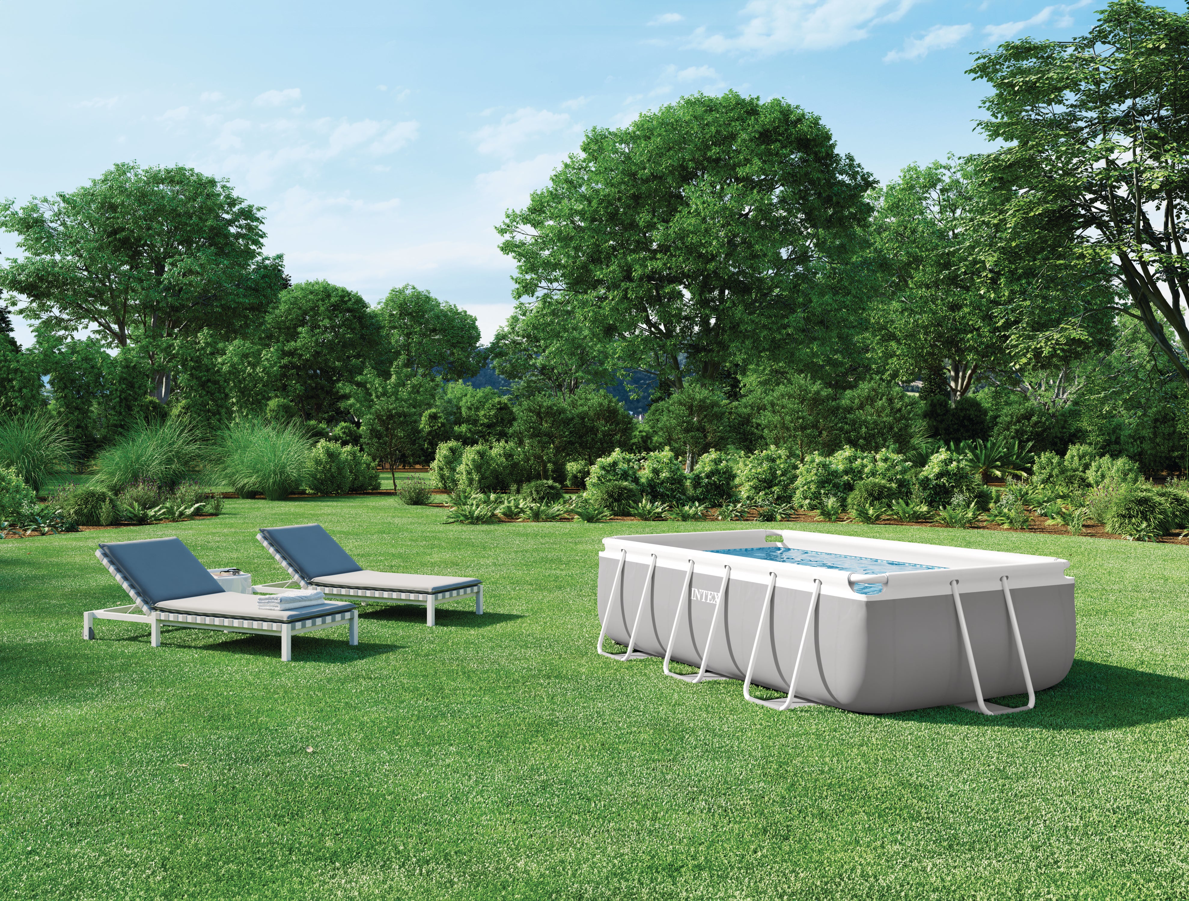 INTEX 10ft Prism Frame Rectangular Pool – Starter Above Ground Pool with Filter Pump