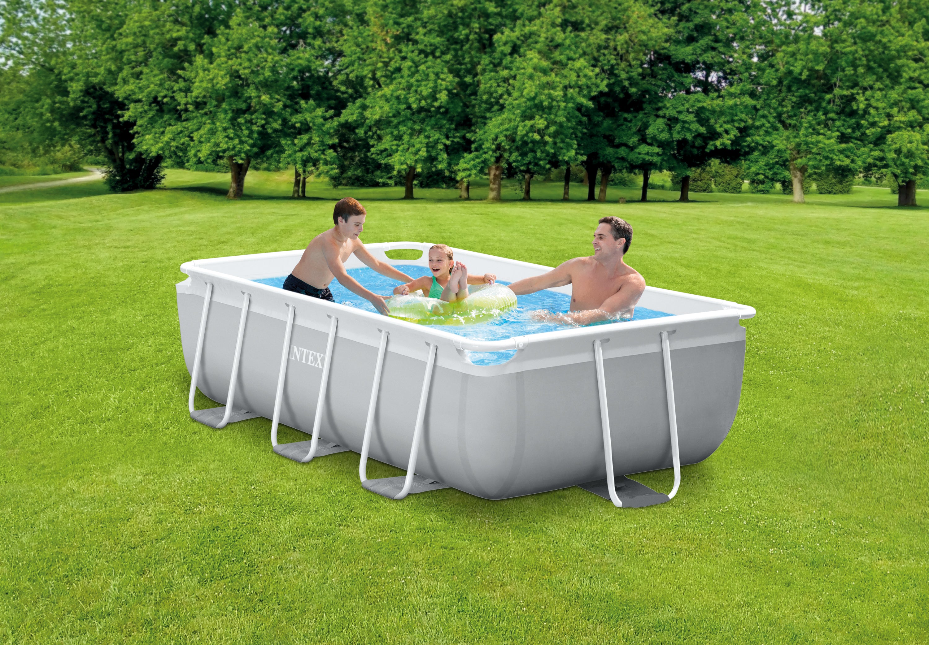INTEX 10ft Prism Frame Rectangular Pool – Starter Above Ground Pool with Filter Pump