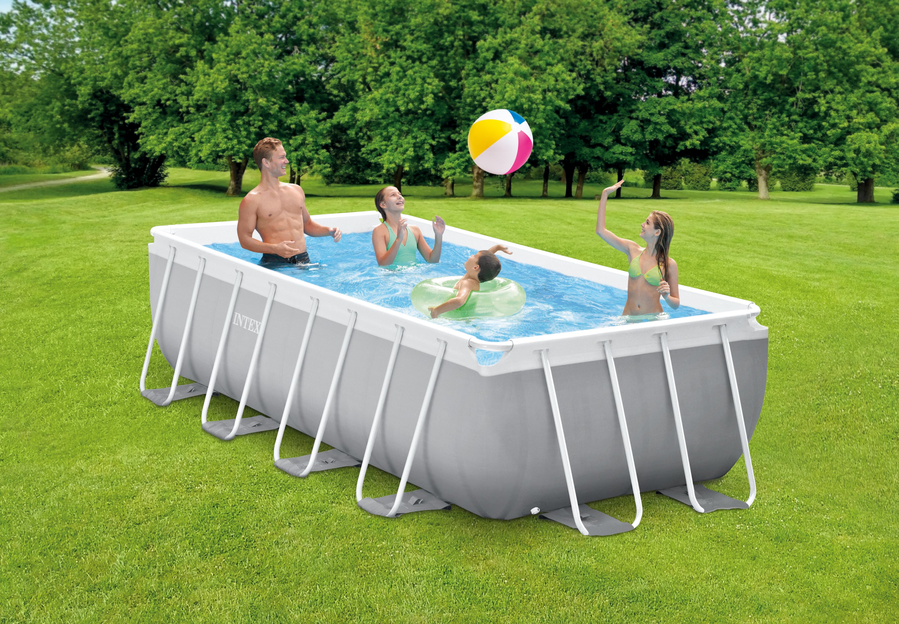 INTEX 13ft Prism Frame Pool – Durable Rectangular Steel Frame for Backyard Recreation
